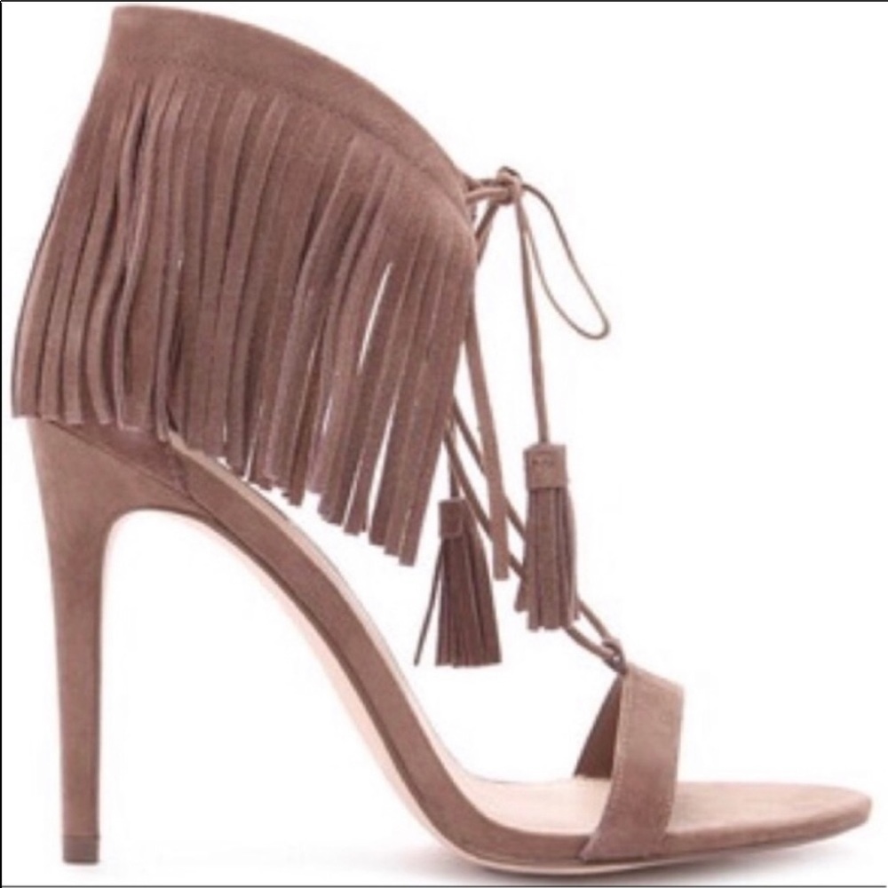Forever 21 Tie Suede Fridge Tassel Taupe Sandals